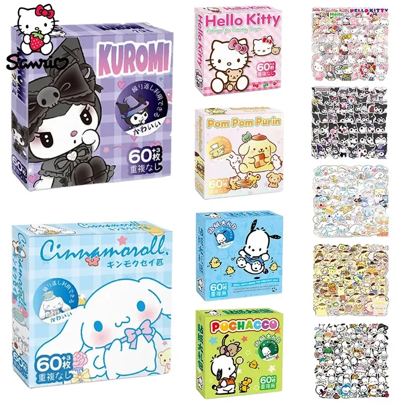 

60 Pieces Anime Stickers Accessories Sanrio Y2K Hello Kitty Things Kuromi Waterproof Stickers Cinnamoroll Pochacco for Kids