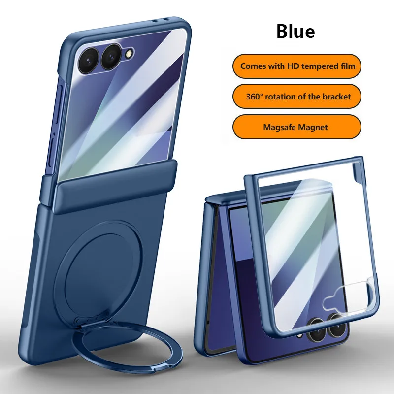 

Матовый матовый чехол для Samsung Galaxy Z Flip 7 Flip7, вращающийся кронштейн, магнитный складной шарнир, защитный чехол с закаленной пленкой