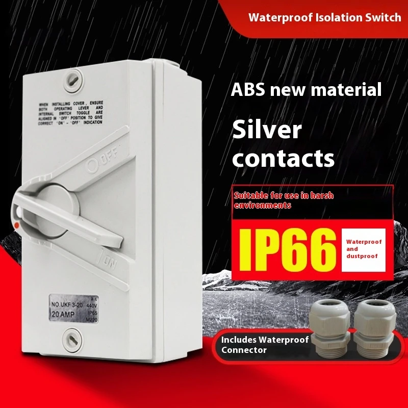 

UKF Водонепроницаемый изолирующий переключатель нагрузки 220/380 В Открытый непромокаемый поворотный переключатель 234P20/35/63A Розетка