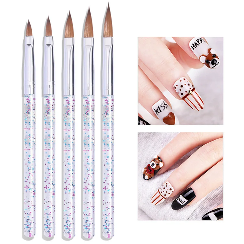 

5Pcs Nail Brush Set Acrylic UV Gel Carving Glitter Pen Nail Supplies For Professionals Manicure Design Painting Carving Brushes