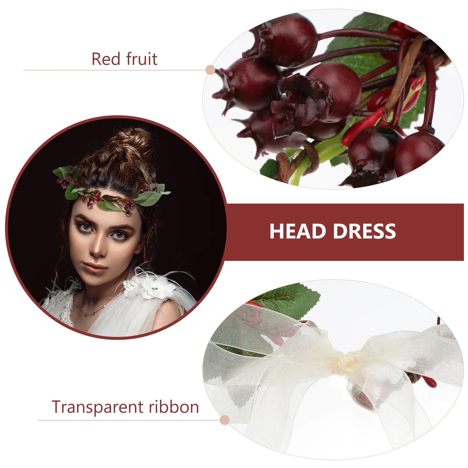 

Christmas Wreaths Artificial Red Berry Garland Head Dress for Bride Wedding Party Decoration Head Dress Garland