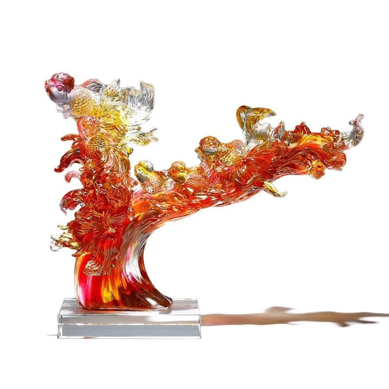 

Glazed Crafts Lucky Koi Fish Ornament Living Room Entrance