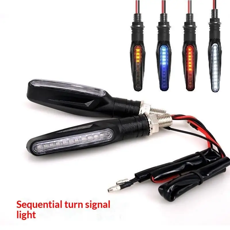 12V Motorcycle Sequential Flowing LED Turn Signal Light High Bright Amber Indicator Blinker for Sports Bike Street Use