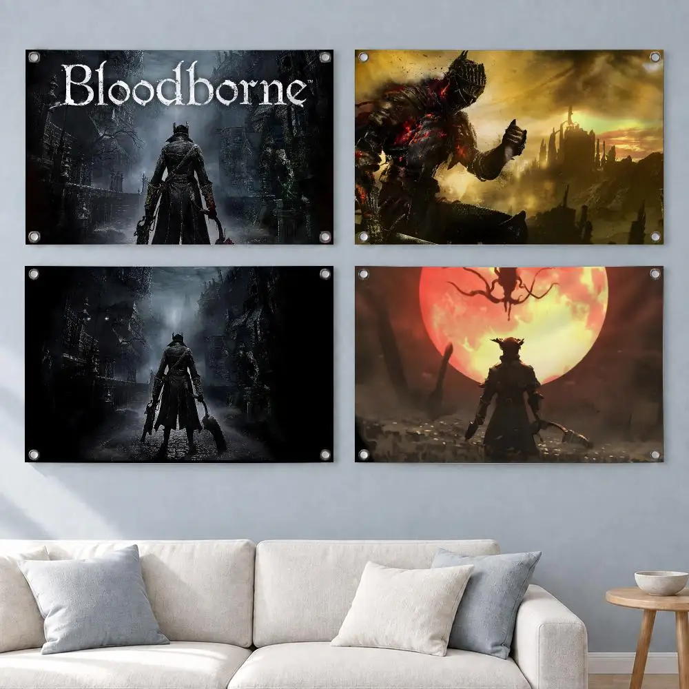 Gothic Game Bloodborne Flags Indoor Outdoor Wall Banner Home Room Decor Hanging Art Backdrop