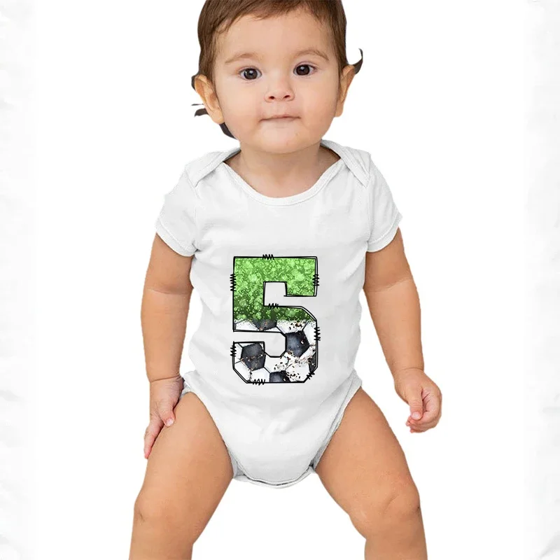 Summer Baby Bodysuits Fashion Soccer Number Newborn Jumpsuit Boys Girls Cartoon Style  0-9 Football Romper Cotton Infant Outfits