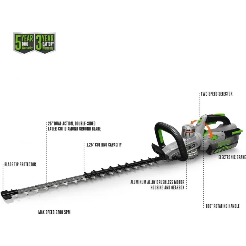 HT2501 25-Inch 56-Volt Cordless Hedge Trimmer Kit with 2.5Ah Battery and Charger Included