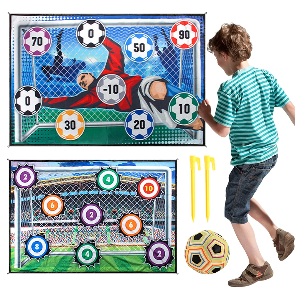 

100cm Soccer Game Mat Set with Adhesive Balls Toss Soccer Goal Game Foldable Mini Soccer Toys Games Set for Kids Boys Girls