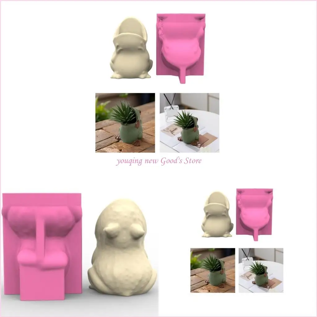 

57QA High Temperature Resistant Silicone Pots Mould Frogs Suitable for Gardening