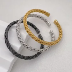 Classic Vintage Stainless Steel Chain Link Open Bangles Men Women Jewelry Twine Power Charm Sporty Wristband Cuff Bangles