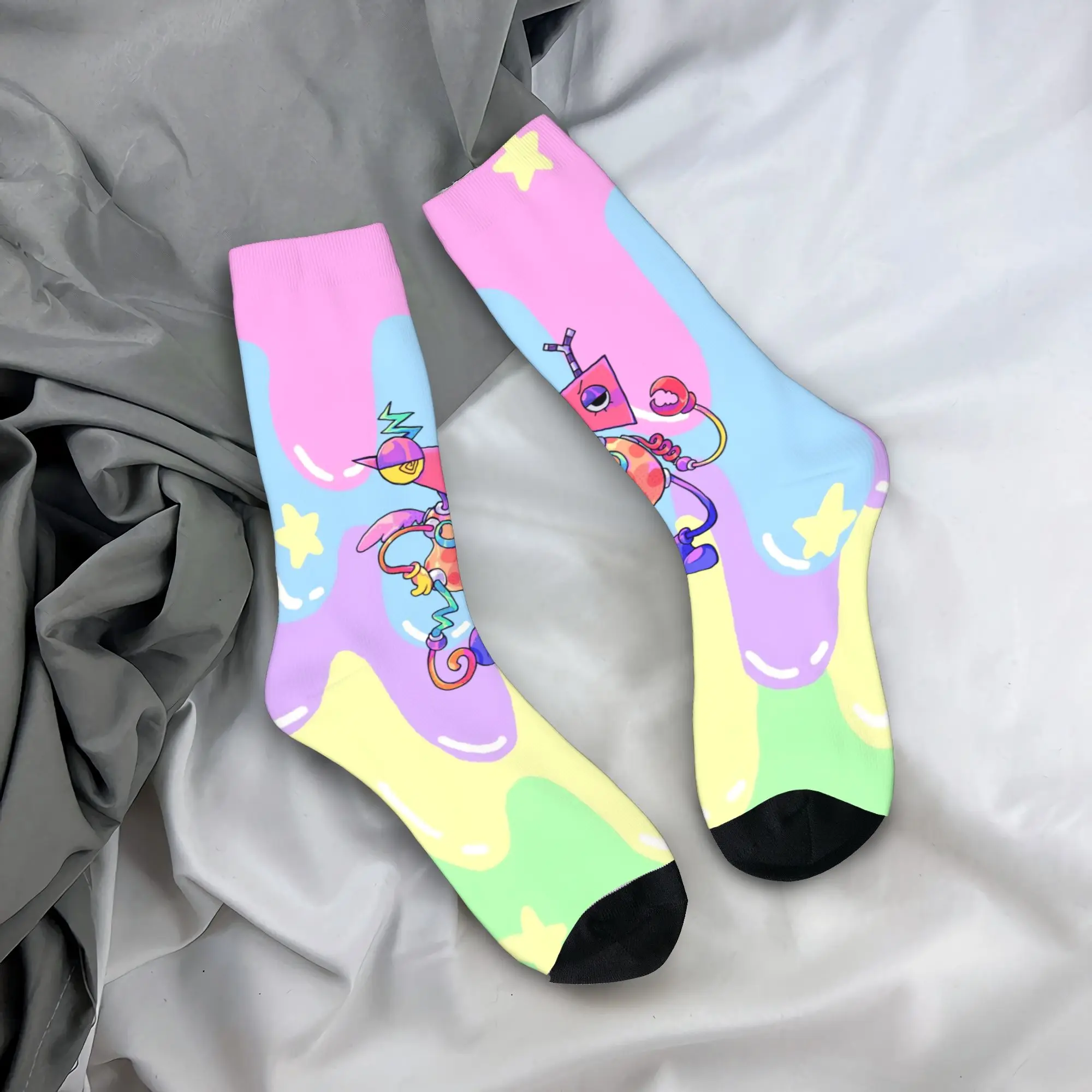 Autumn Winter Funny Unisex Cartoon Digitals Circus Zooble Socks  Sweat Absorbing Basketball Socks