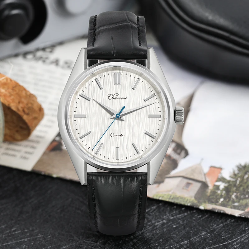 Chameri GS02 montre VH31 balayage deuxième mouvement en acier inoxydable saphir cristal montre-bracelet d'affaires 37mm montres Vintage