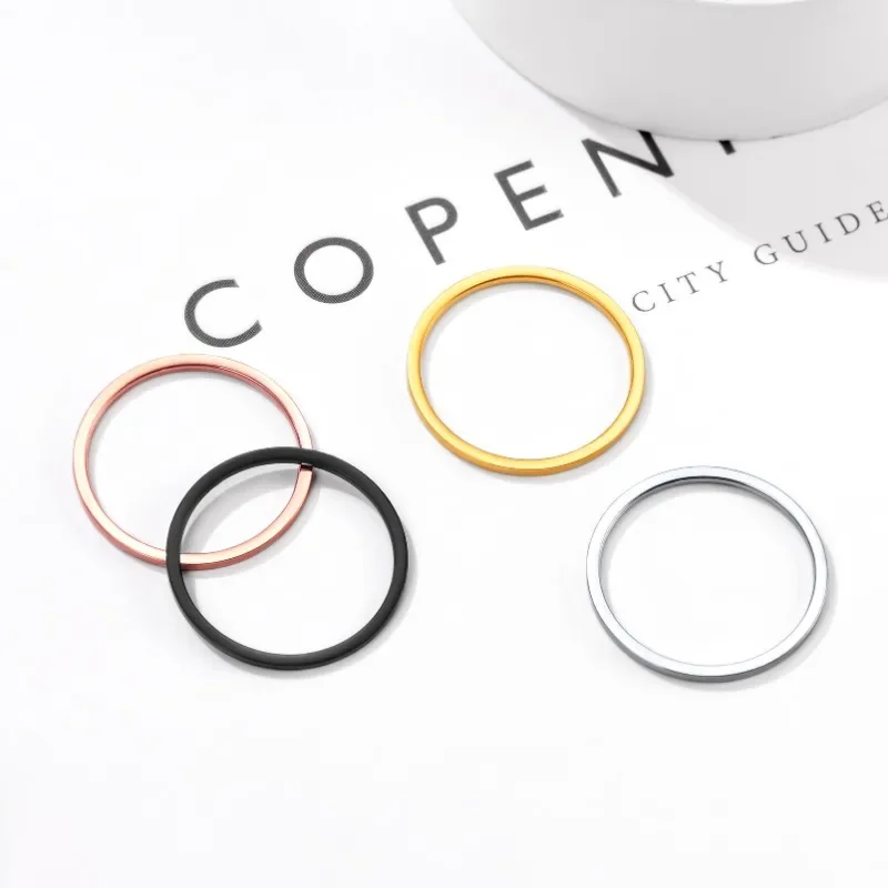 Jewelry Sets Stainless Steel 1mm Rings Simple Ring for Women Men Wedding Band Couples Jewelry Accessories