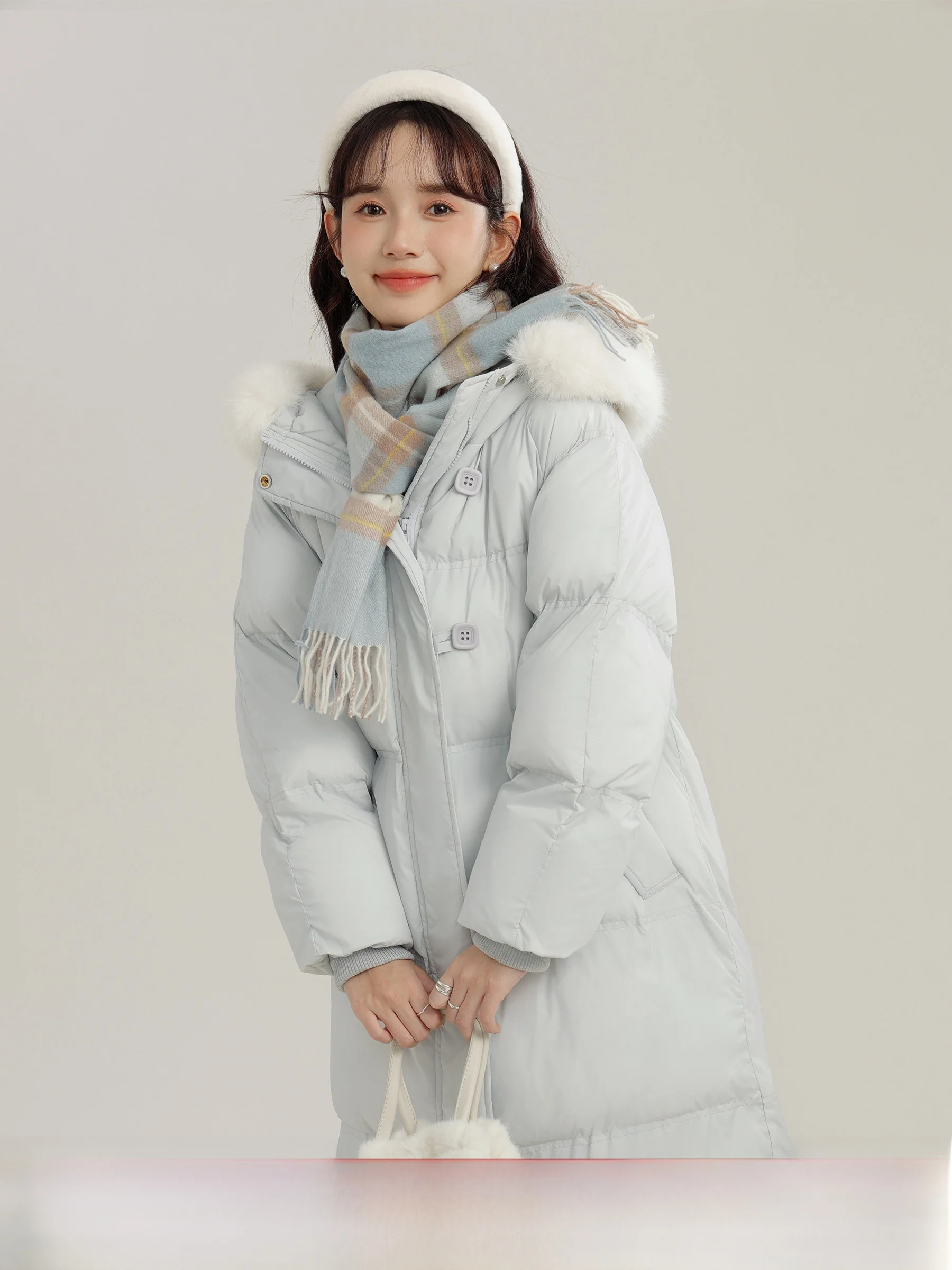 

Sweet Style Thickened 90 Duck down Jacket Mid-Length Loose Women's Winter Coat Warm Polyester Fiber White Duck down Filling