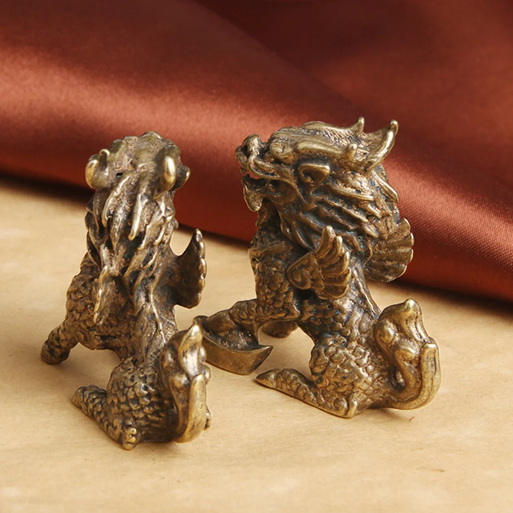 

Brass Decorative Kylin Ornament Desktop Statue Office Home Lucky Feng Shui Decor Gift Kylin Decor Desktop Accessory