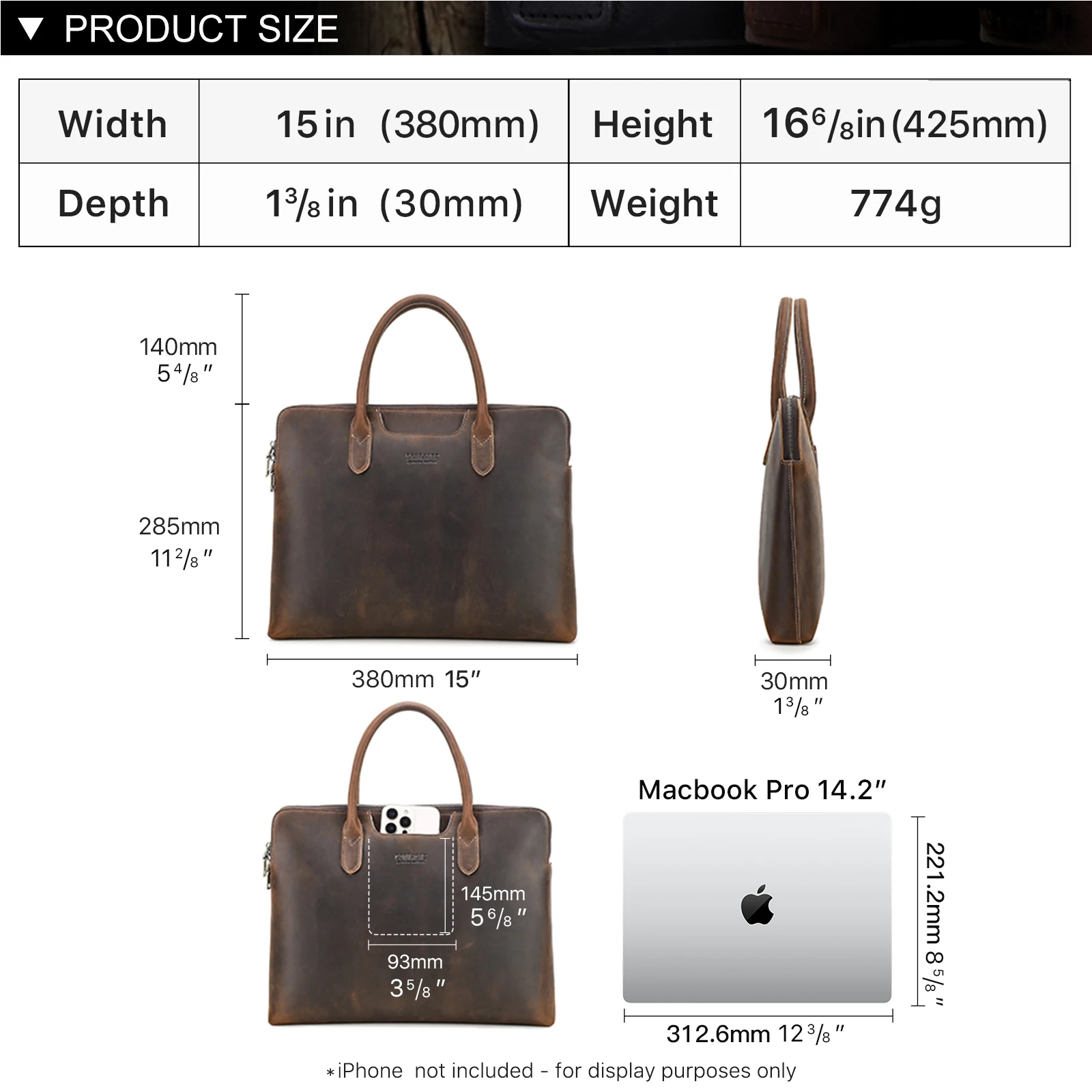 CONTACT'S-Sac d'affaires en cuir véritable pour homme, étui à bombes, fourre-tout pour ordinateur portable, sac à main pour Macbook 14.2 ", haute qualité