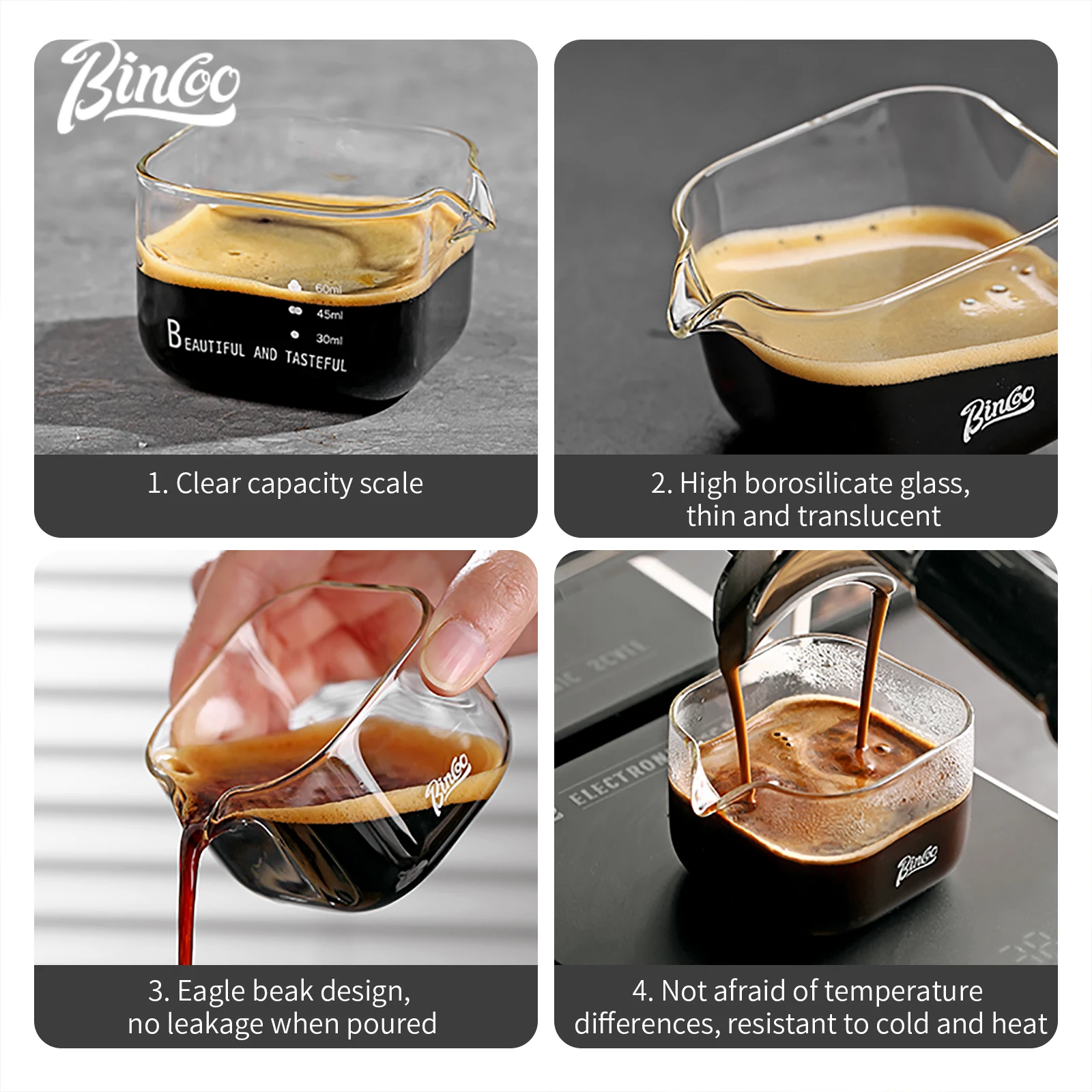 New 80ml Transparent Espresso Glasses with Scale Measuring Cup Coffee Extraction Cup Glass Milk Cups Professional Barista Tools