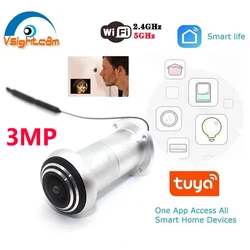 5GHz Tuya Wireless Door Eye Hole Securtiy 3MP Fisheye Camera CCTV Network Peephole Wifi Camera Two Way Audio P2P Surveillance