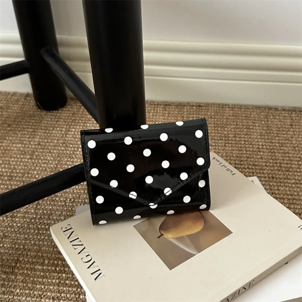 Compact Polka Dot Wallet Smooth Surface Wear Resistant Coin Clutch Purse Multiple Slots Zipper Women's Card Holder Daily Use