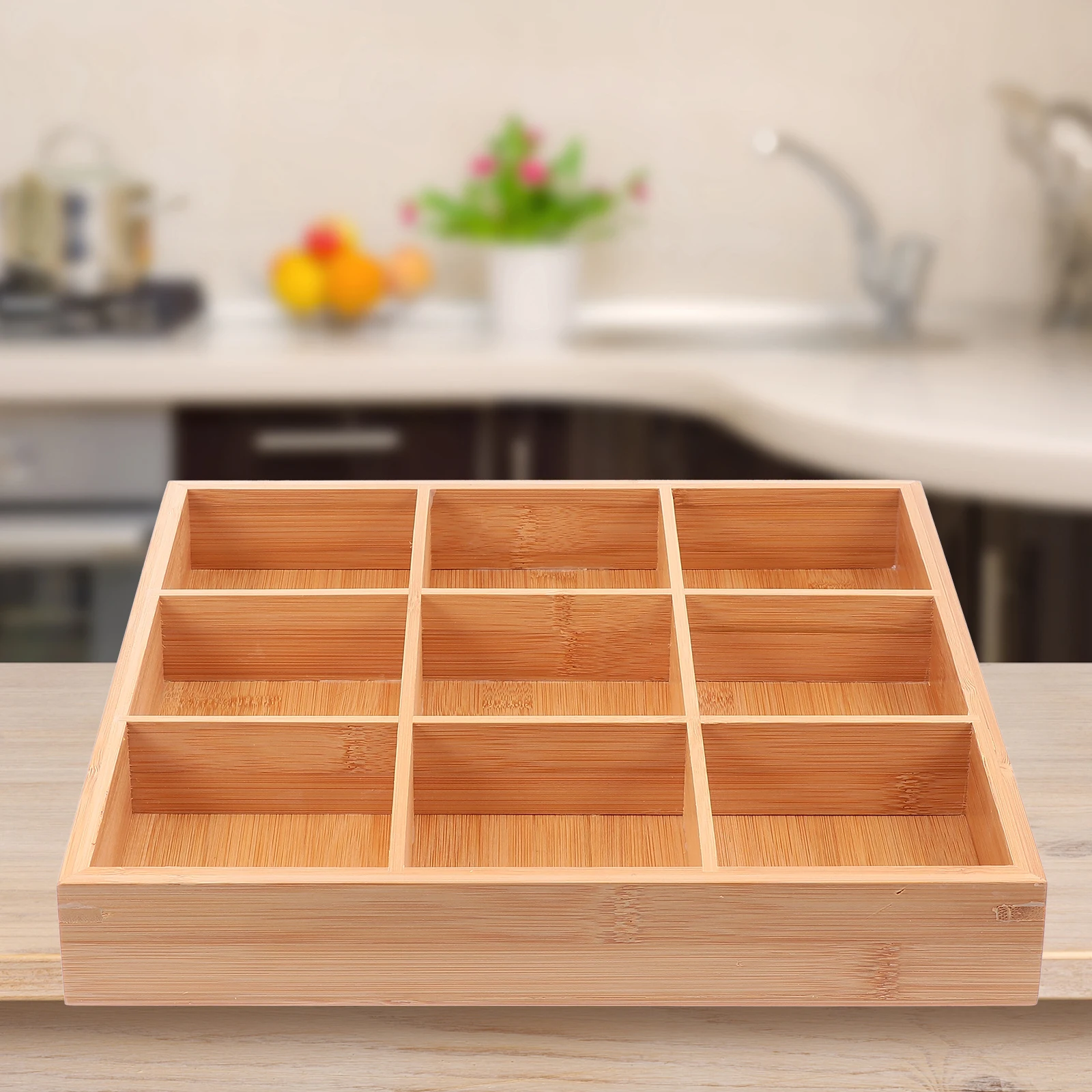 

1pc Wooden Storage Natural Style Organizer Hot Pot Serving Desktop Food Storage For Kitchen Party Decoration Bowl Plate Pantry