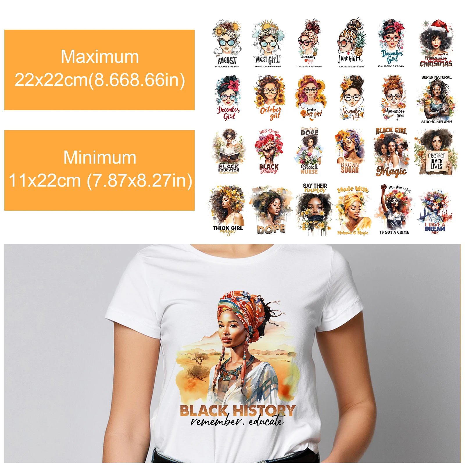 

50pcs Girls Heat Transfer Vinyl Patch Sticker for T-Shirt Iron on Vinyl Stickers