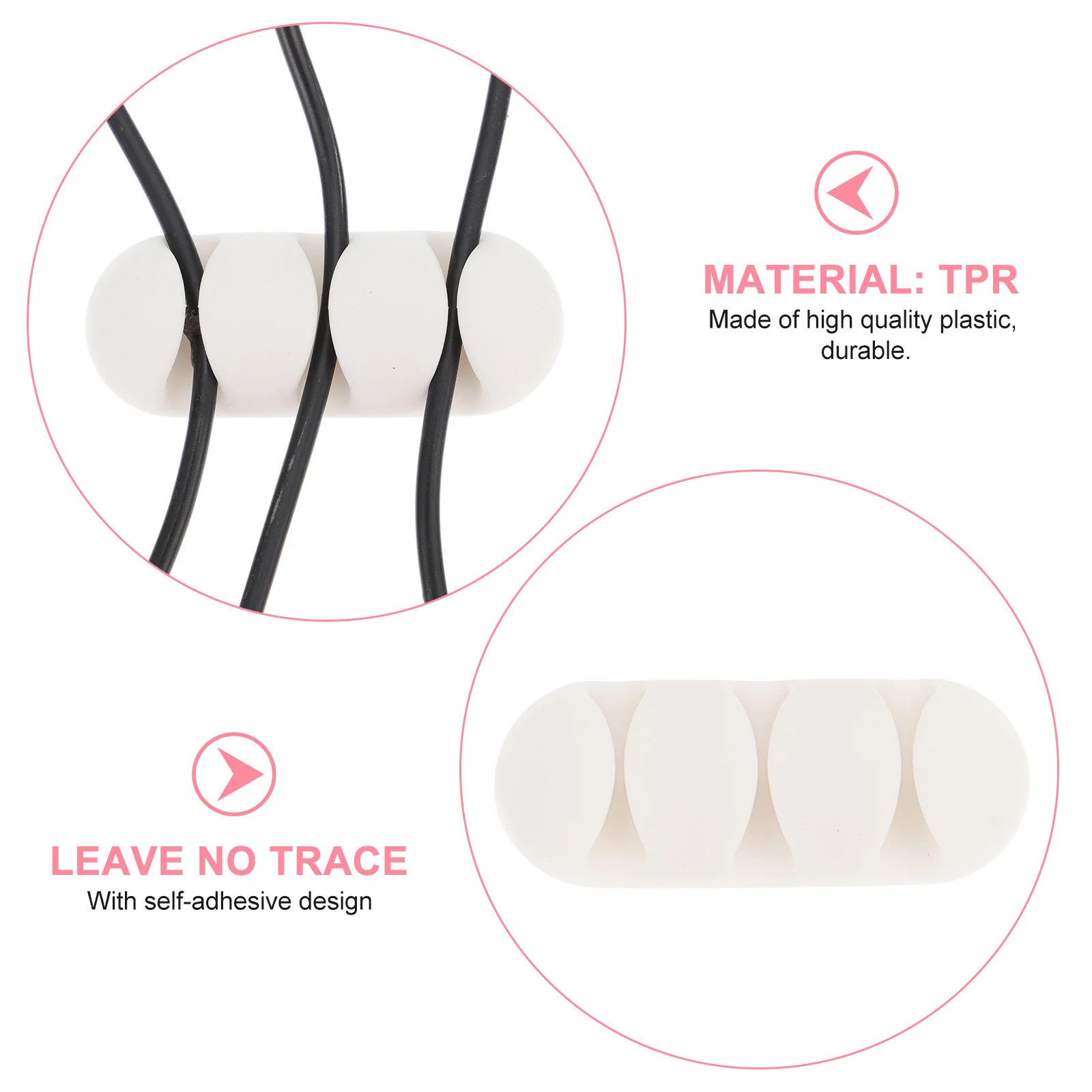 

10Pcs Cord Management Organizers 3-Slot Tpr Strong Adhesion Cable Holder for Clean Desk Use Cable Holder Tpr Cord Clips
