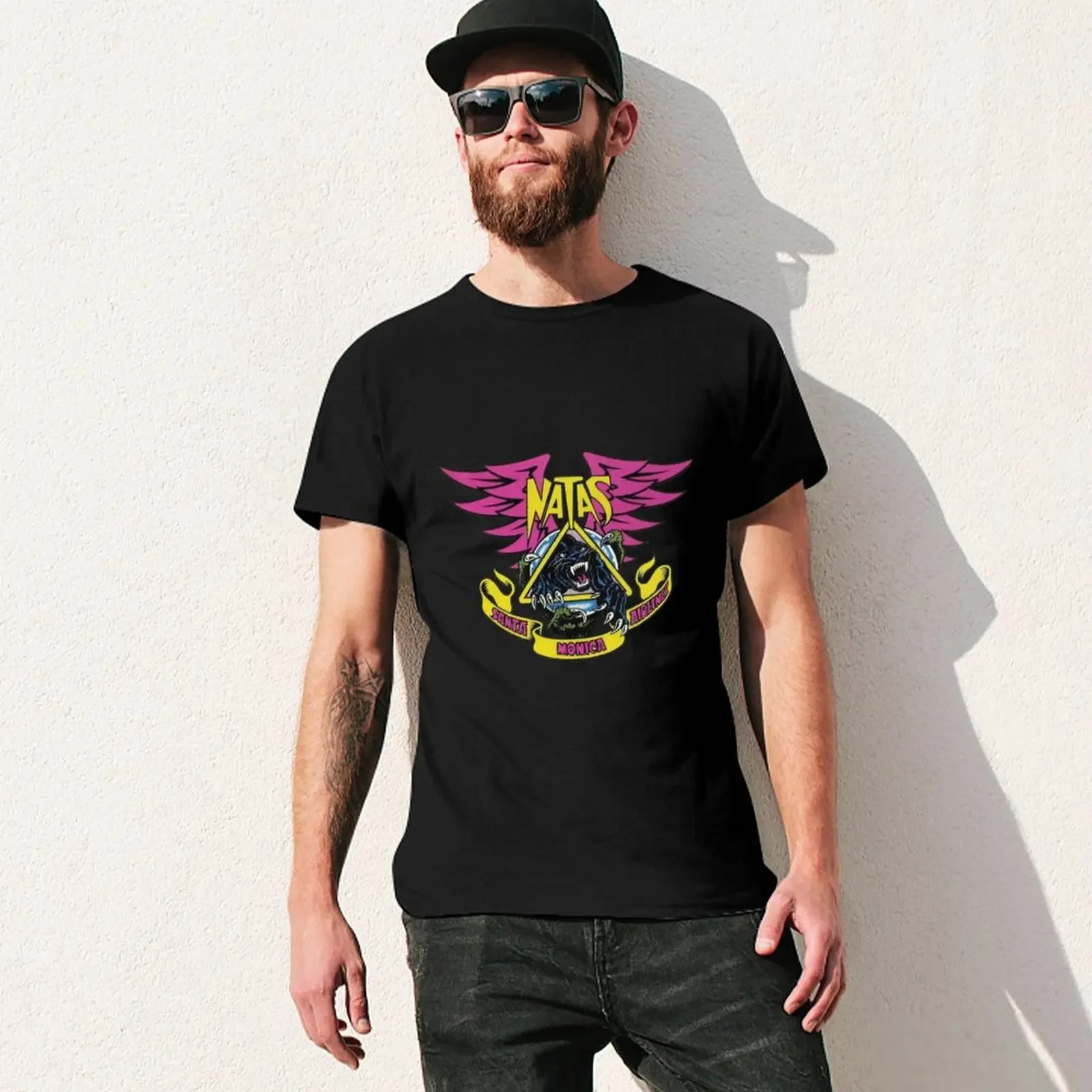 Natas claw and panther, skateboard t shirt design. T-Shirt blanks T-shirts for men cotton