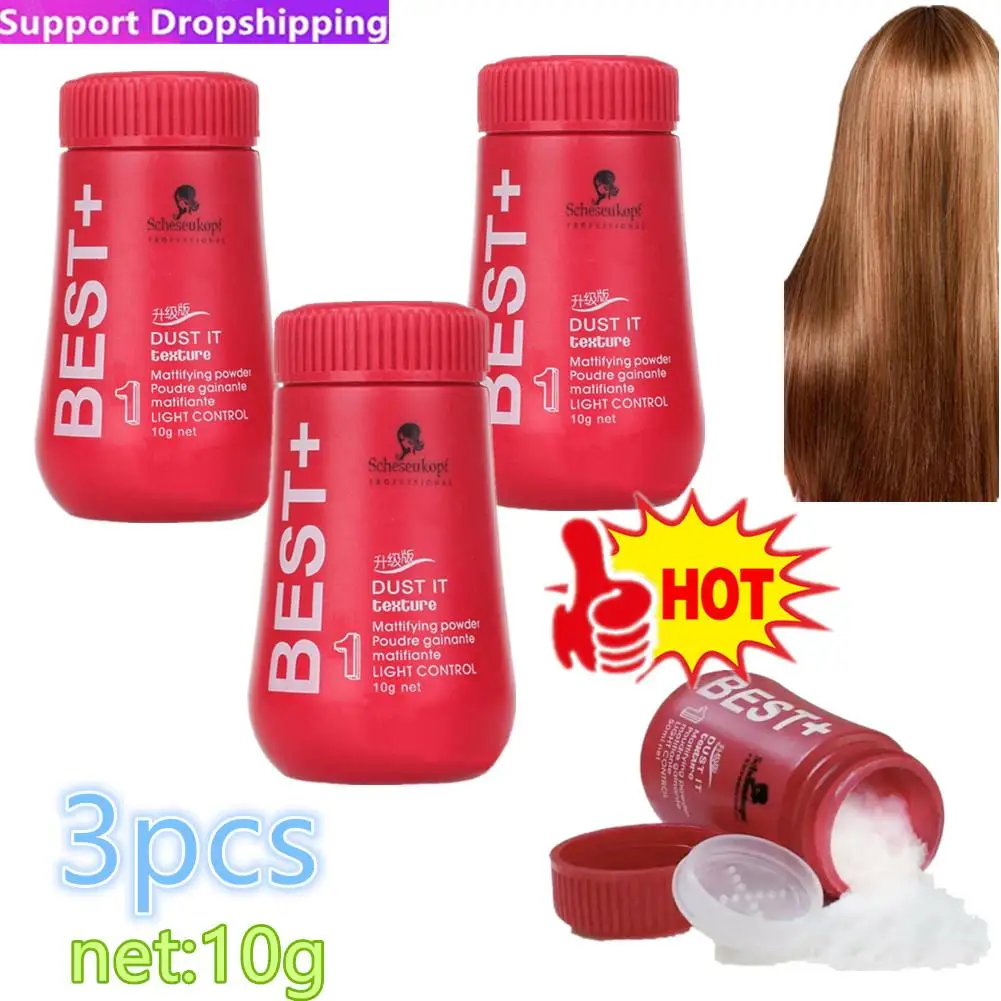 Pó de cabelo unisex para homens e mulheres, fofo, aumentar o volume, matificante, design, shampoo, 3pcs