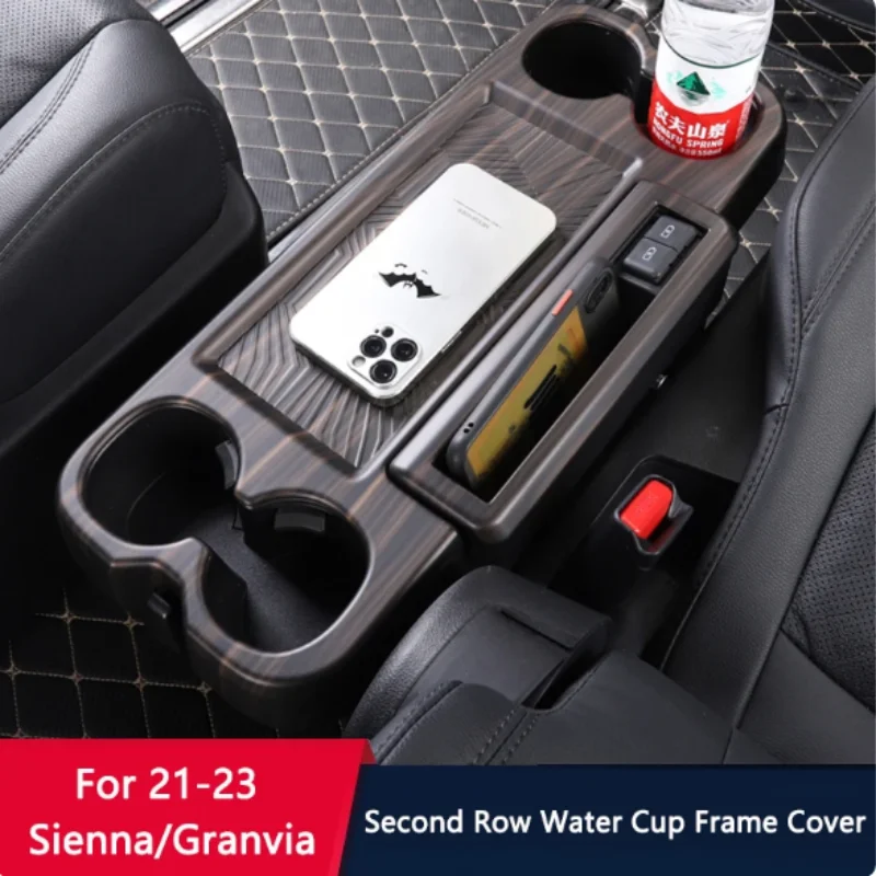 

For Toyota Sienna 2021 2022 2023 Car Rear Middle Row Seat Water Cup Armrest Panel Cover Trim Car Interior Accessories Decoration