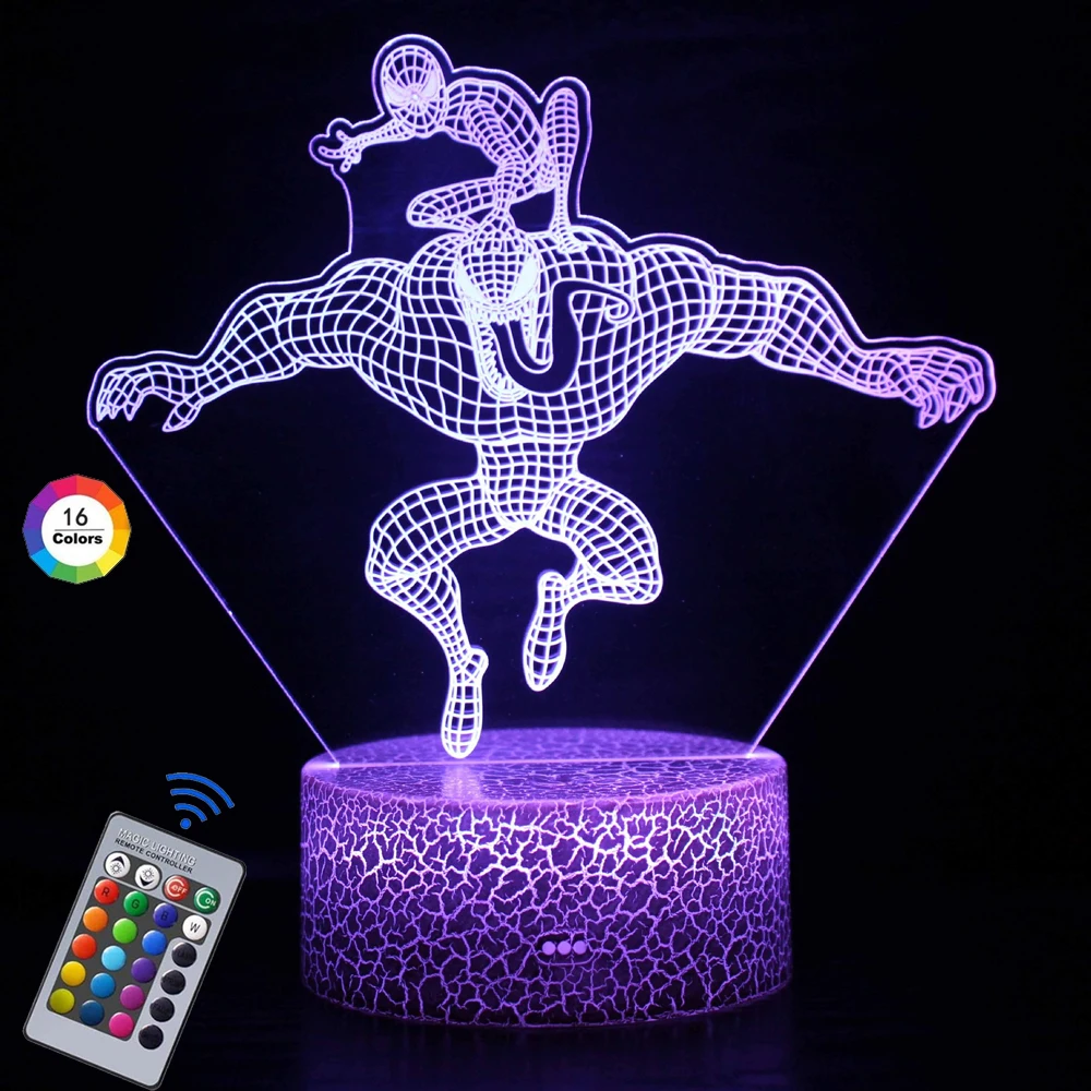 Hot Toys Spiderman VS venom 16 Colors Touch Remote Control LED Night Lamp Touch Table Lamp Ornaments Kids Toys Gifts