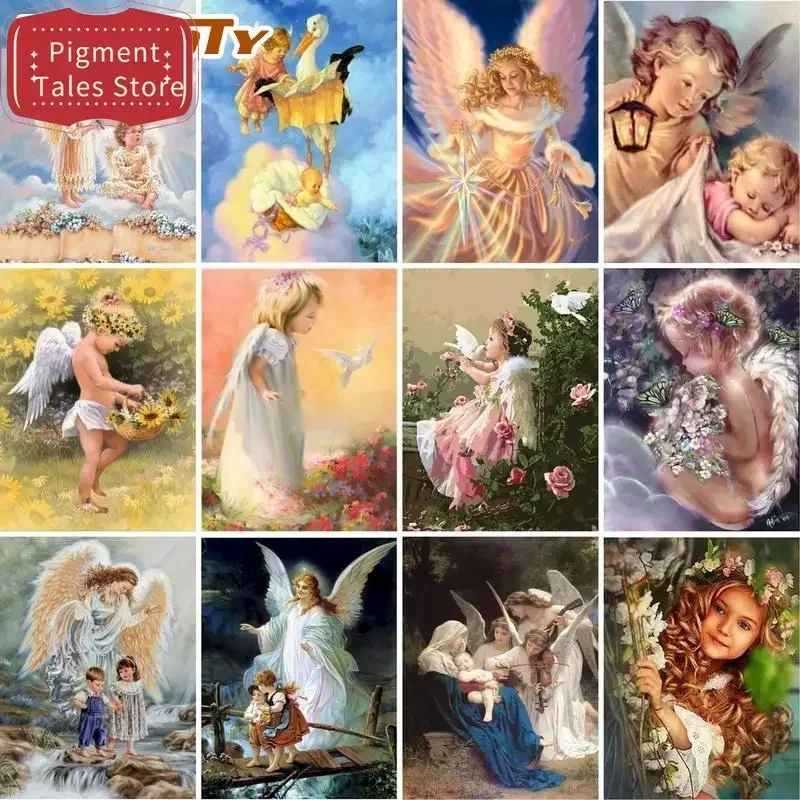 Pintura por números de figura de ángel, pintura por números sobre lienzo, decoración de habitación, pintura digital 【sin marco】