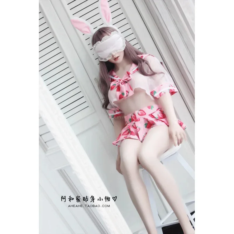 أنيمي لطيف فستان بحار لوليتا الفراولة المطبوعة تأثيري حلي فتاة المدرسة موحدة مثير Kawaii مجموعة الملابس الداخلية تطبيق غريب QEv ؛ 6 ،