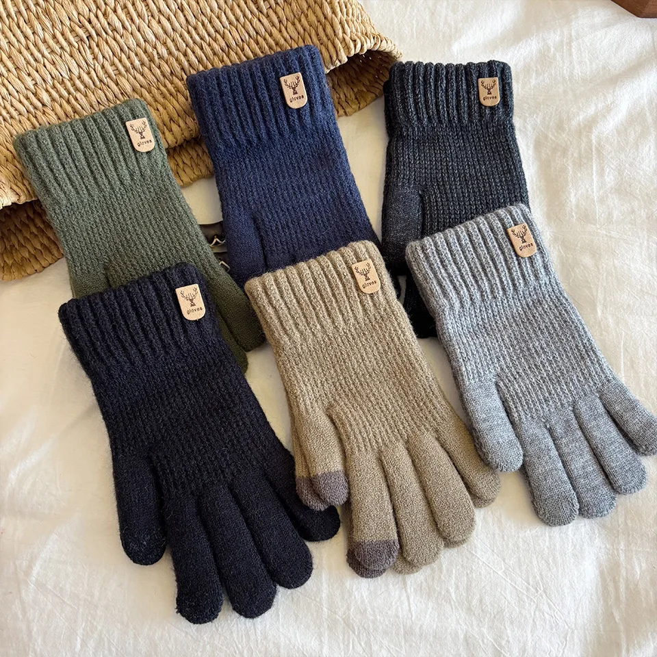 Cycling Cold Resistant Gloves for Mens Winter Warm Knitted Soft Anti-slip Outdoor Biking Hiking Gloves Gifts Wholesale