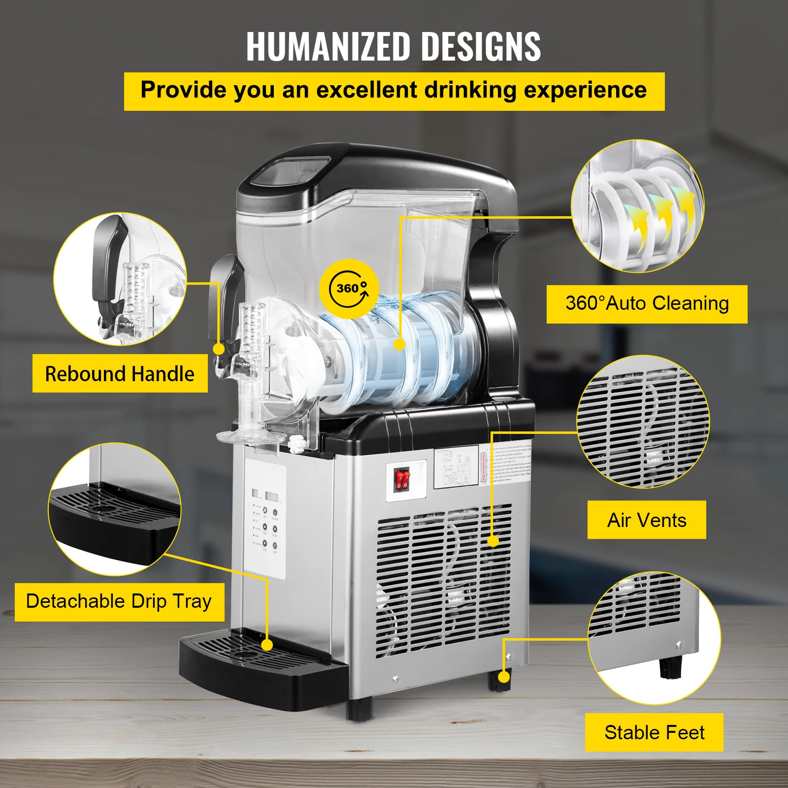 VEVOR 6L 12L التجارية آلة Slushie السيارات واضحة 4 طرق المنزل دايكوري غرانيتا كوكتيل شرب موزع طين آلة بيع