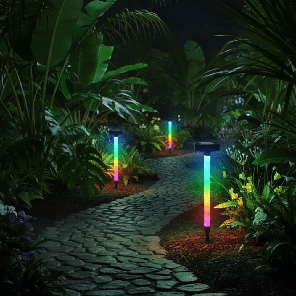 

Waterproof Design Solar Pathway Lights 10LED Lighting 1200mAh Battery RGB Color Changing Lights Solar Powered RGB LED
