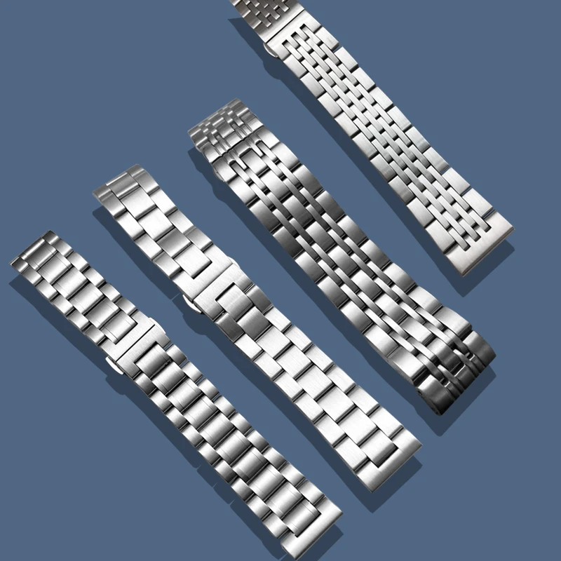 

Frosted strap solid stainless steel butterfly buckle bracelet men's metal matte 20mm 22mm stainless steel fittings