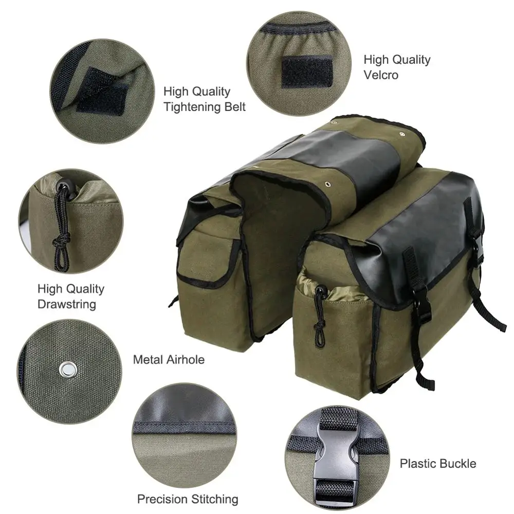 Upgrade Touring Motorbike Saddle Bag Motorcycle Canvas Waterproof Panniers Box Side Tool Bags Pouch For Storage Luggage Rack