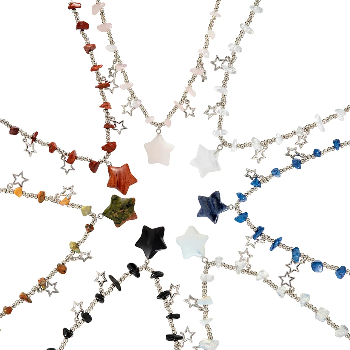 Necklace Star Tassel Colorful Stone Beads Bohemian Vintage Chain Gold Tone Premium Chic Party Jewelry Ladies Gift