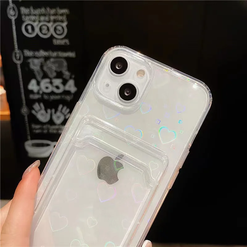 Laser Love TPU Case for OPPO Reno 5 Lite Card Slot Transparent Gradient Phone Cover For Realme C3 5 5S 5i 6i C11 C20 8 C21Y C25