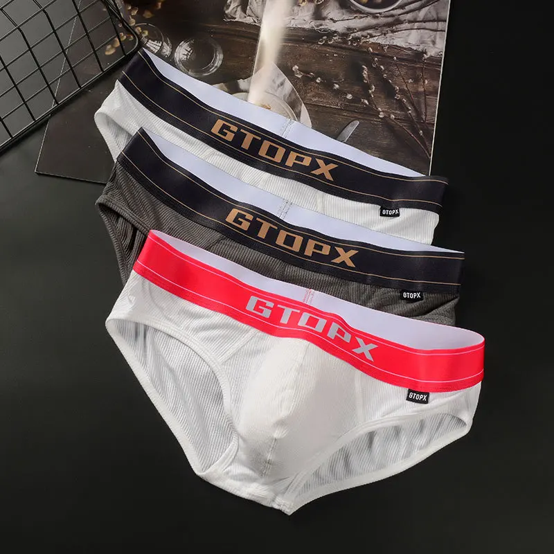 GTOPX MAN Men\'s Briefs Low Waist Summer U Convex Panties Threaded Skinny U Convex Underwear High Elastic Sports Bikini Lingerie