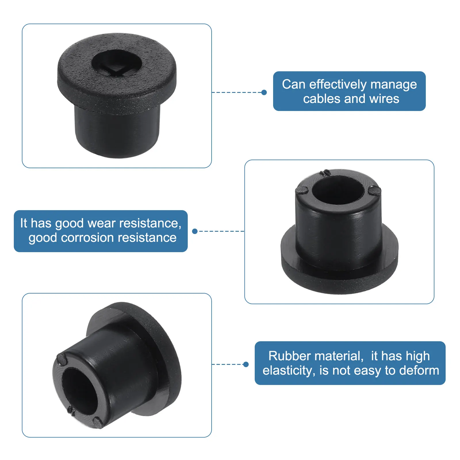 3/5/7Pcs Cable Cord Grommet Fit 10-22mm Grommet Flexible Rubber Grommets Wire Hole Cover Pass Through for Office Computer Desk
