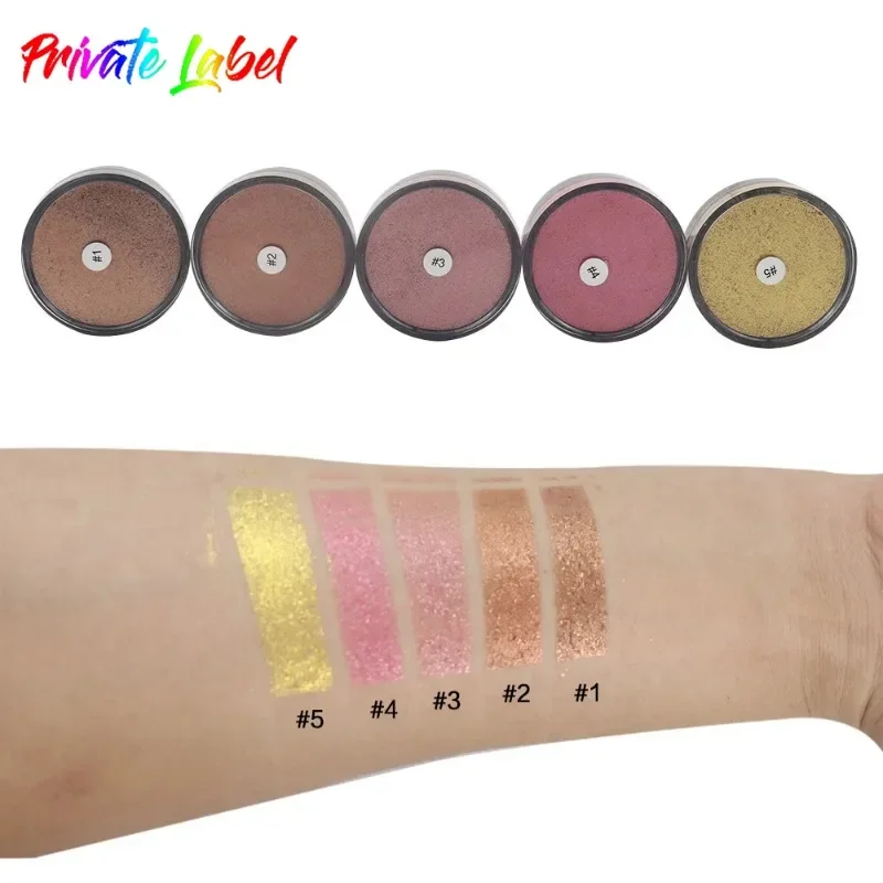 Private Label 5 Farben Text marker loses Pulver aufhellen lang anhaltende glänzende Glitzer Diamant pulver Öl Kontrolle Gesicht lose Puder