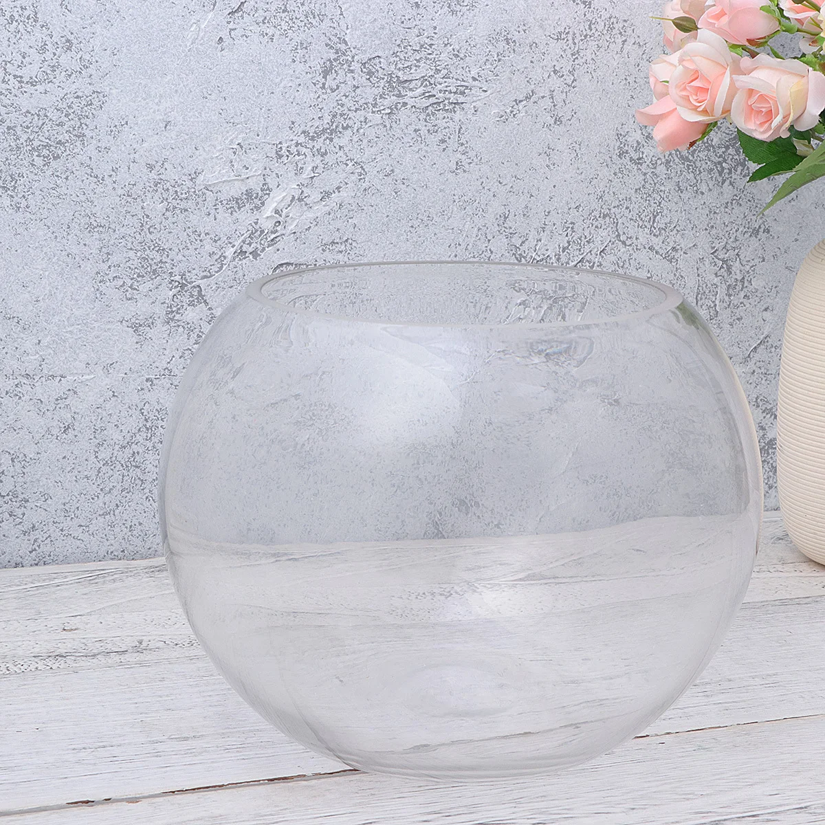 

20cm Round Glass Fish Tank Miniature Underwater Landscape Durable Globe Fish Bowl Ecological Aquarium for Home Garden