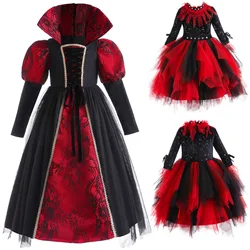 Children Vampire Cosplay Costume Girls Demon Evil Queen Roleplay Dress Carnival Halloween Party Witch Outfit Performance Clothes