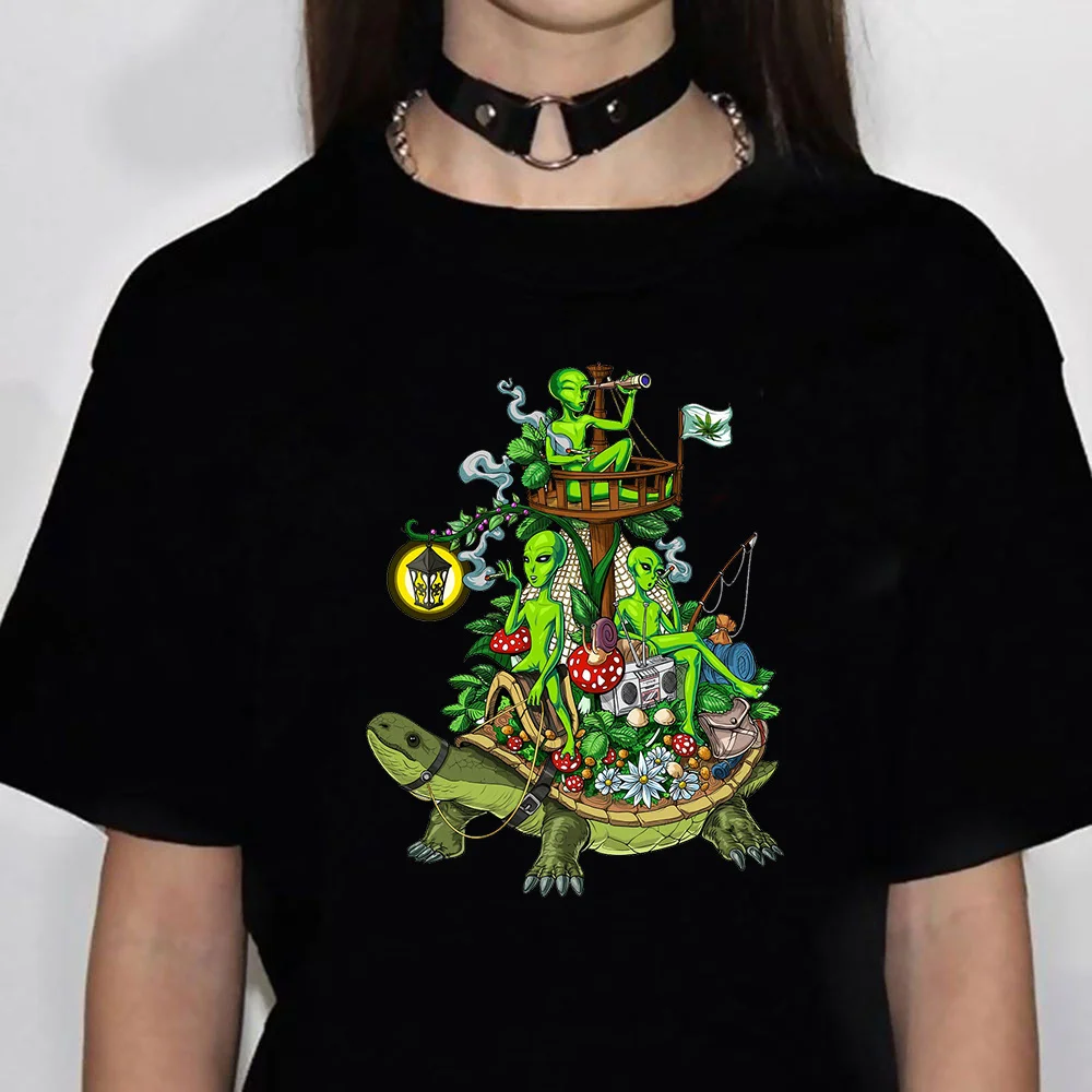 Magic Mushrooms Alien Psychedelic top women harajuku Japanese designer t-shirts female harajuku clothes