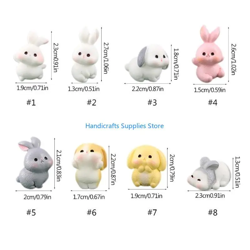 R1WA Easter Rabbit Figurine Miniatures Decor Add Touch of Happiness to Your Space DIY Ornaments Fairy Garden Figurines