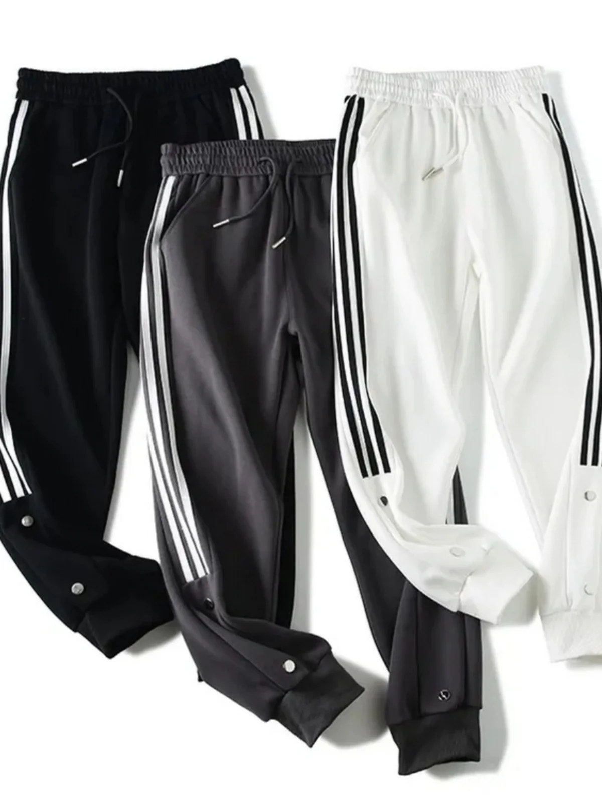 

Мужские спортивные брюки из чистого хлопка с цветными вставками и шнурком, дышащие, удобные, для весны и осени