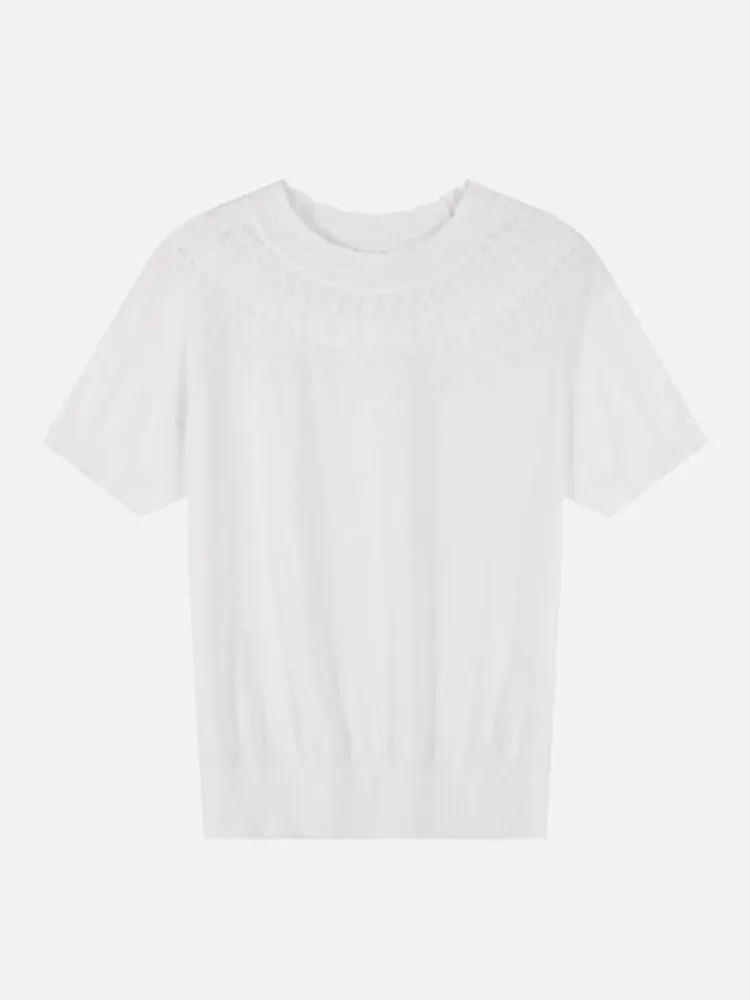 

Ele ort Sve Knitted Ice Silk Top Hollow out Loose Fit Overhead Summer Faionable Women's Korean Sle Straight Cut