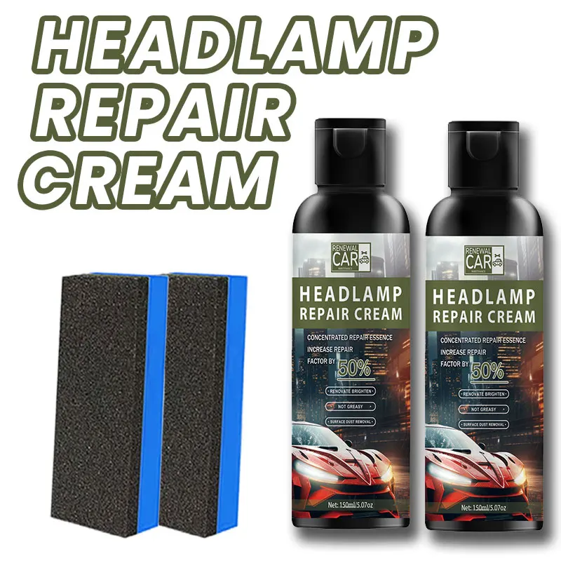 

150 г набор для полировки фар с губкой - восстанавливающий крем, фиксация царапин/желтения, 90% яркости, универсальная посадка