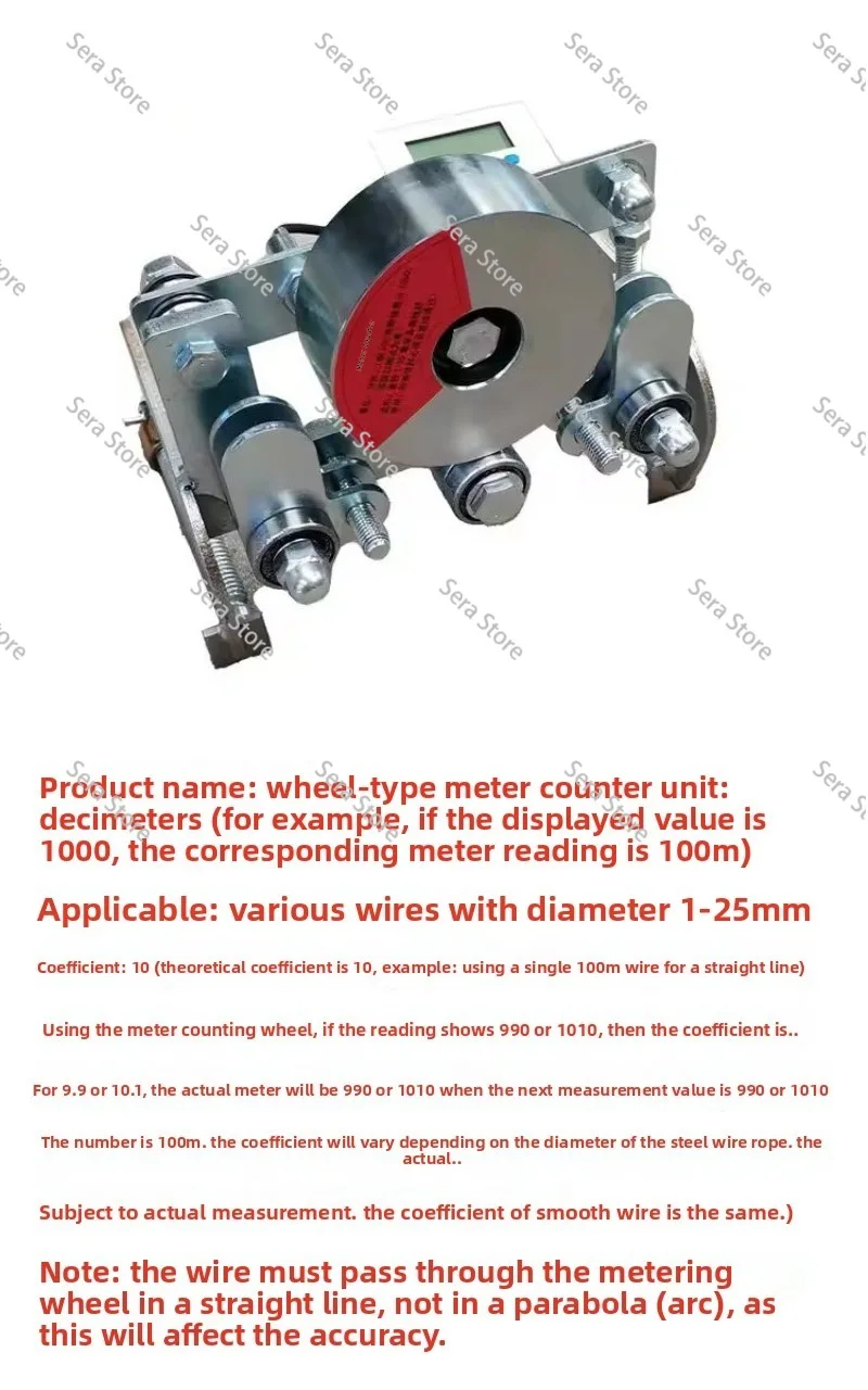 Digital Display Wheel Meter Counter Steel Wire Cable Rope Length Measuring Counter