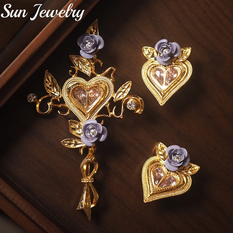 

Женская Брошь-крест в виде розы, в стиле ретро